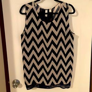 Navy & Cream Chevron Top